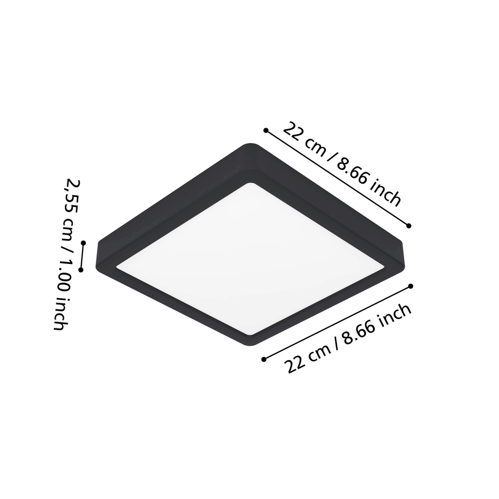 Ceiling light IP44 Fueva 6-Z Square - Black - 22x22cm Eglo 9008606330515
