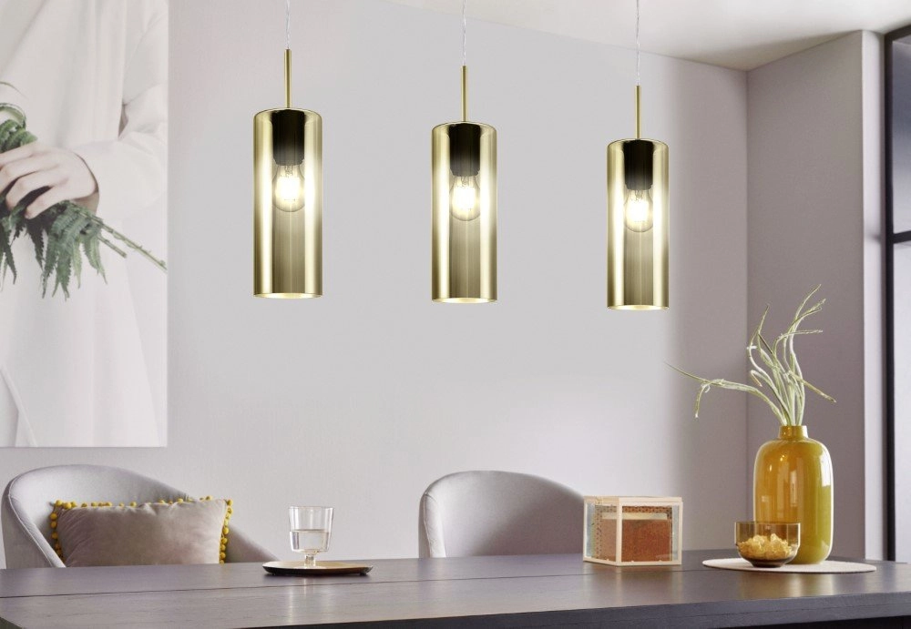Dining room hanging lamp Selvino 3-light with smoke glass Eglo 9002759986971