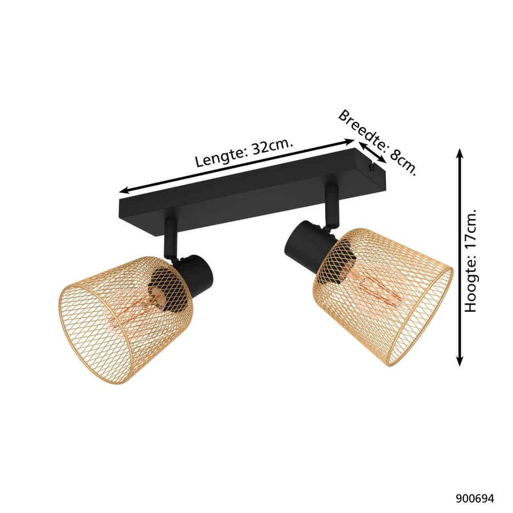 Ceiling lamp Coslada 2-light - gold with black Eglo 9008606262069