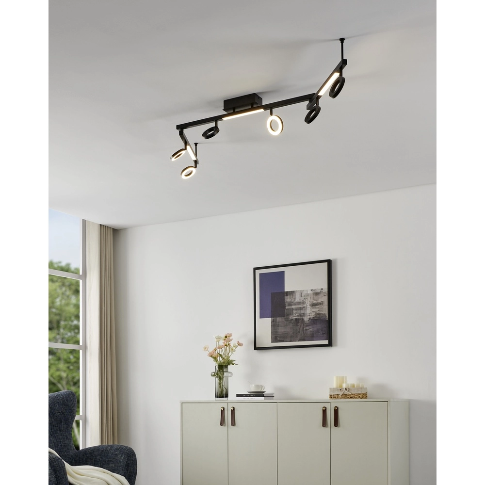 Black LED ceiling light Cardillio 1 160cm Eglo 9008606255986