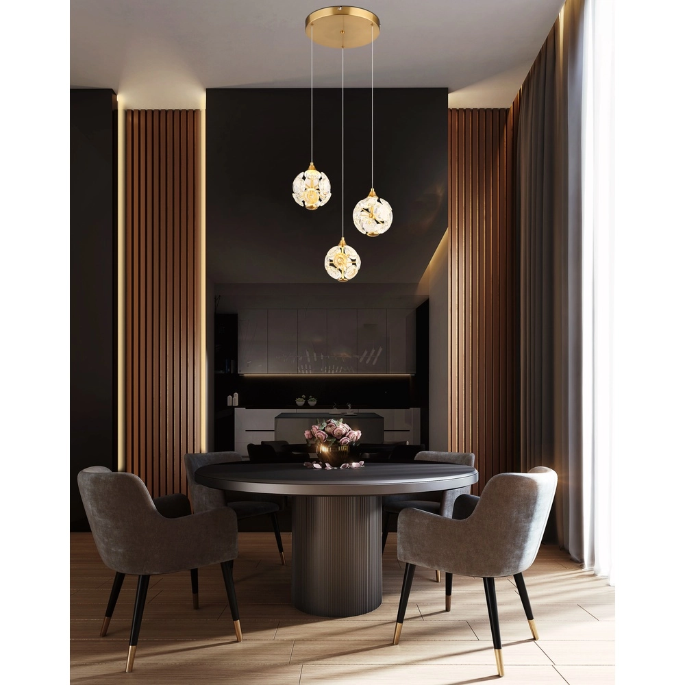 3-light pendant lamp Virina gold Ø 65cm Globo 9007371449620