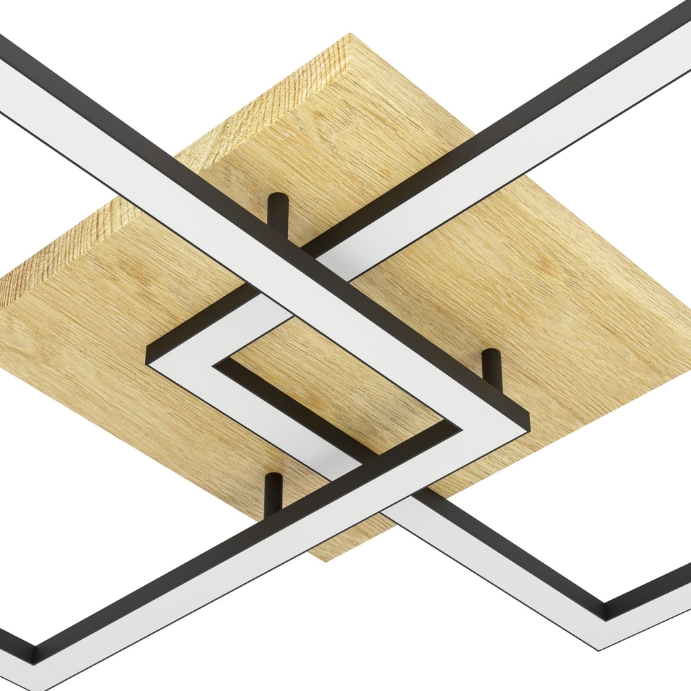 Zigbee ceiling lamp Lomaltas-Z black with wood look - square Eglo 9008606327904