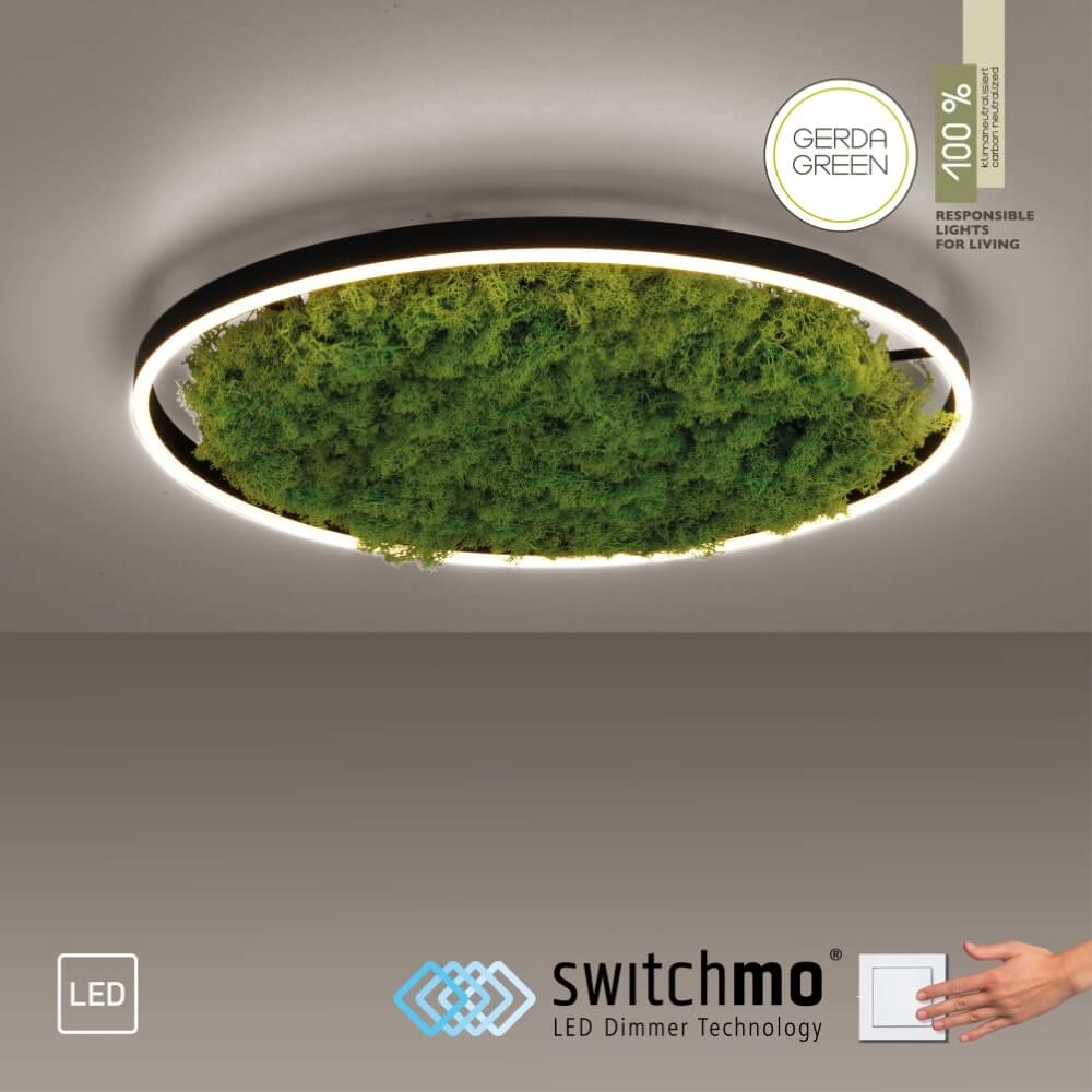 Ceiling lamp Green Ritus with moss Ø 58,5cm Just Light 4043689994808