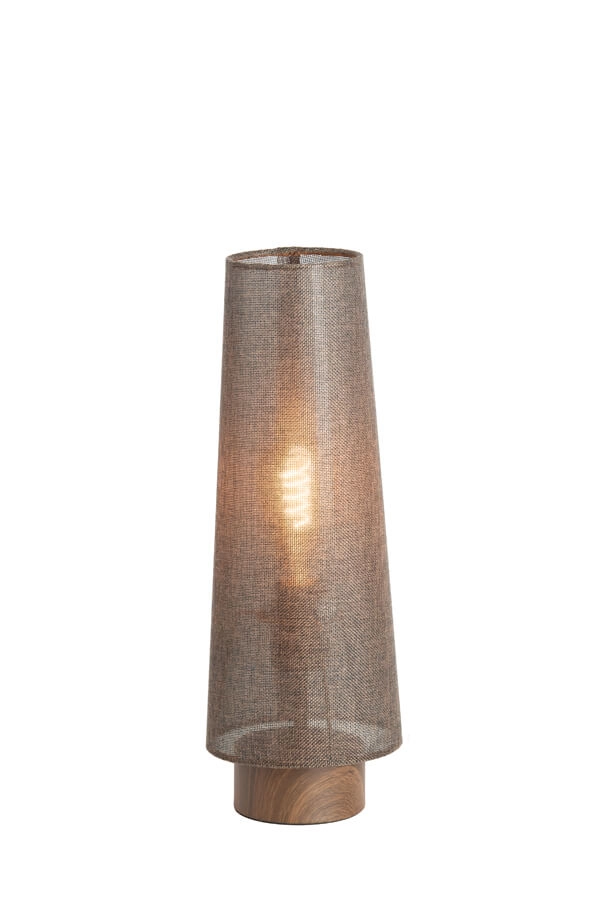 Brown table lamp Howie wood Ø 15cm