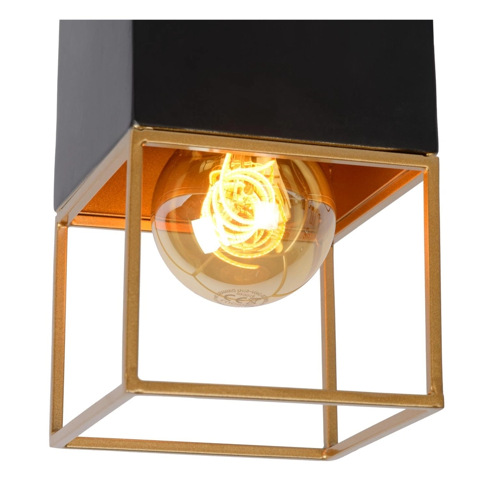 Sleek ceiling lamp Rixt Single black with gold Lucide 5411212211040
