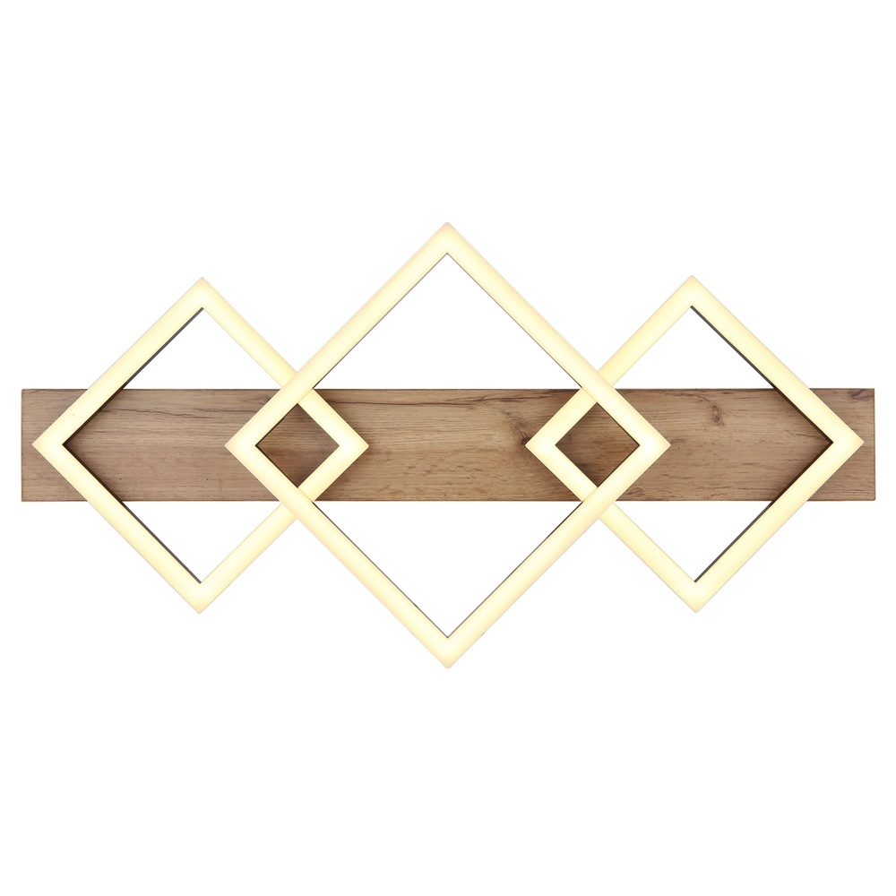 Ceiling lamp Beatrix 61cm squares black with wood Globo 9007371445394