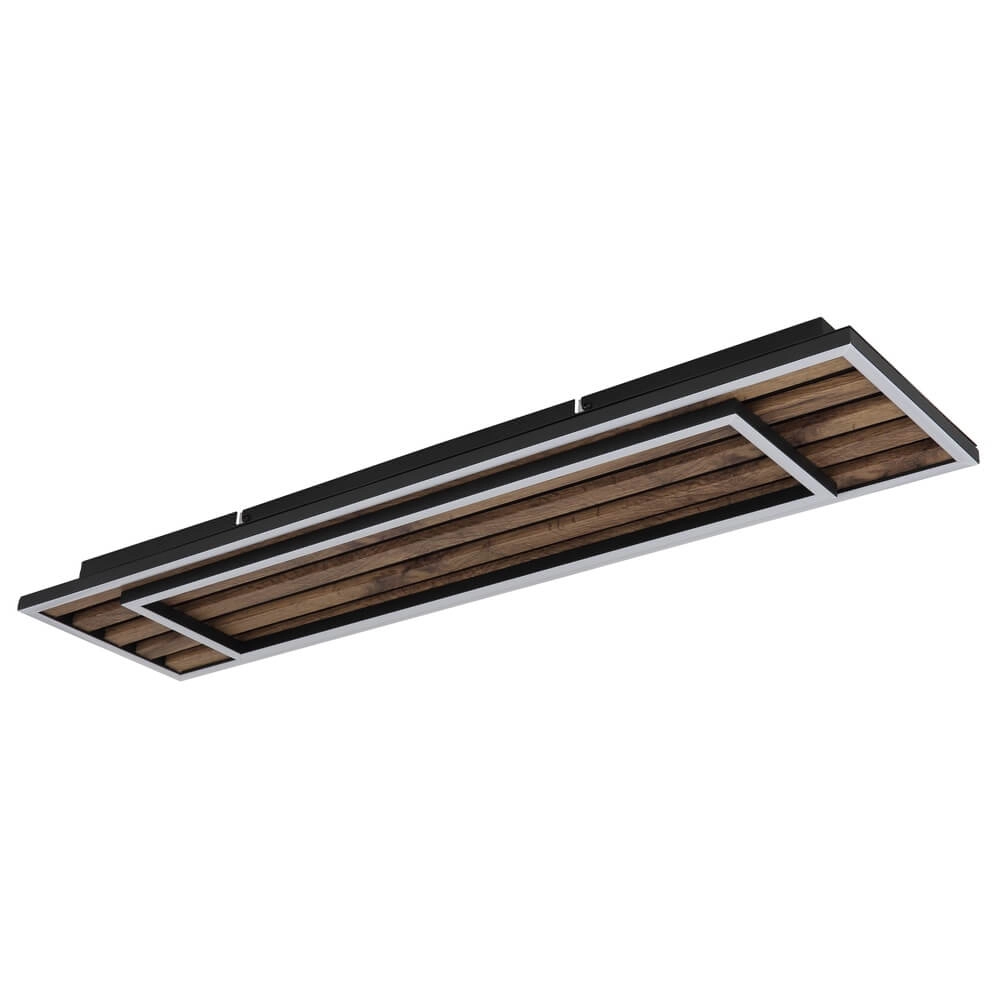 Ceiling lamp Woody black with wood rectangle Globo 9007371513574