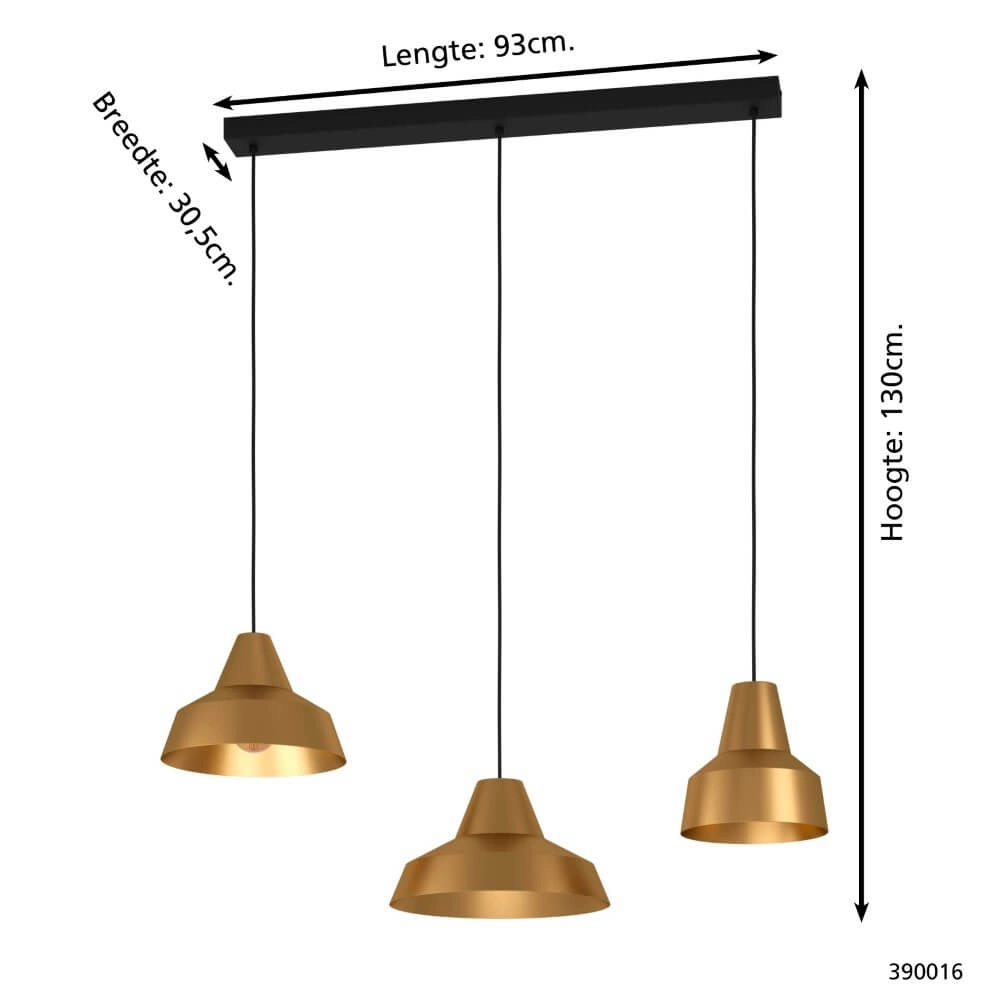 Gold hanging lamp Savarna with 3 hoods Stars of Light 9008606220878