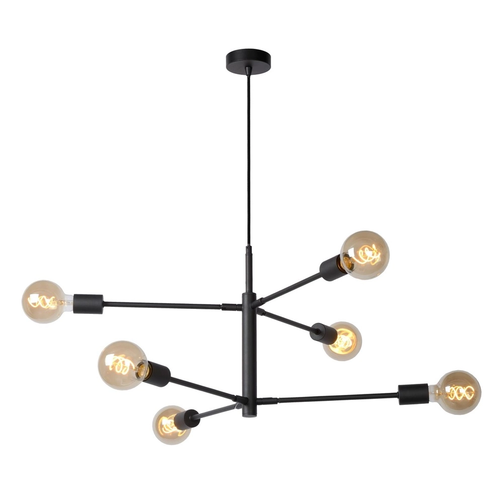 Pendant lamp Lester black 6-lights Lucide 5411212211330