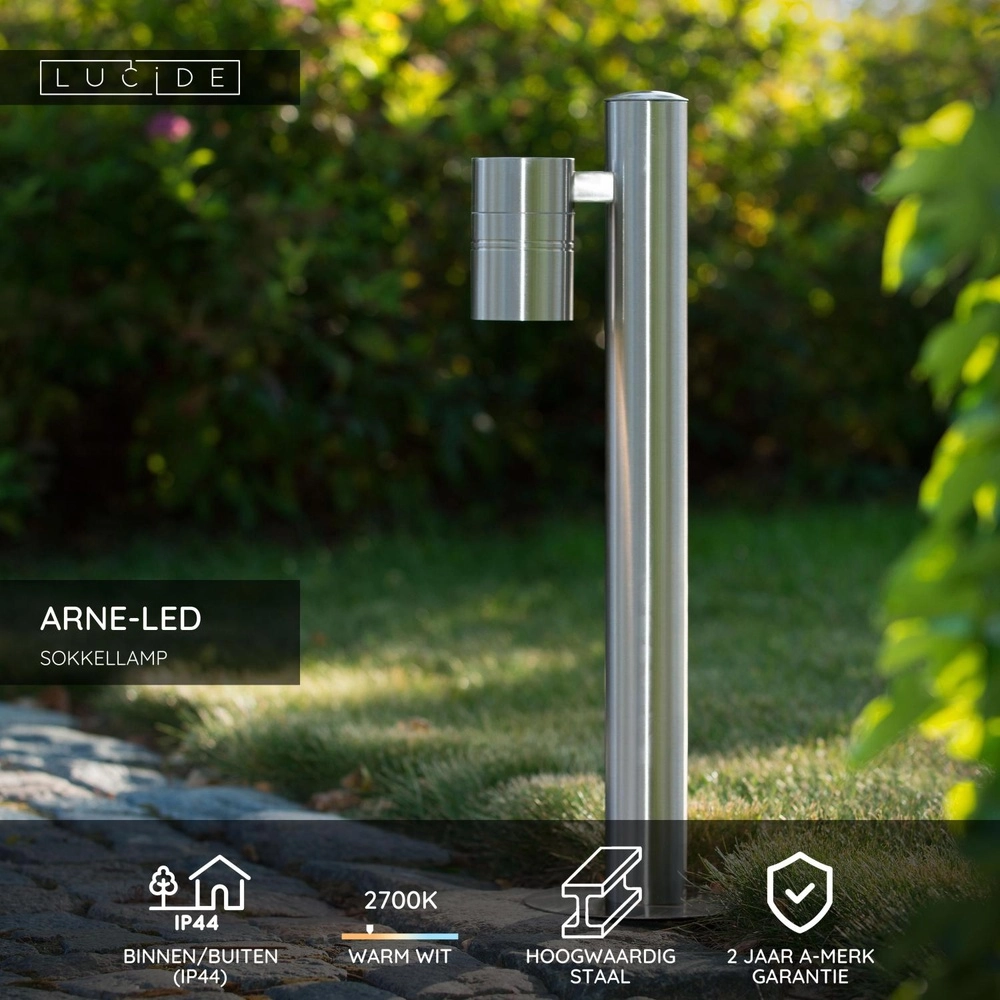 Garden lamp Arne-Led chrome Lucide 5411212143914