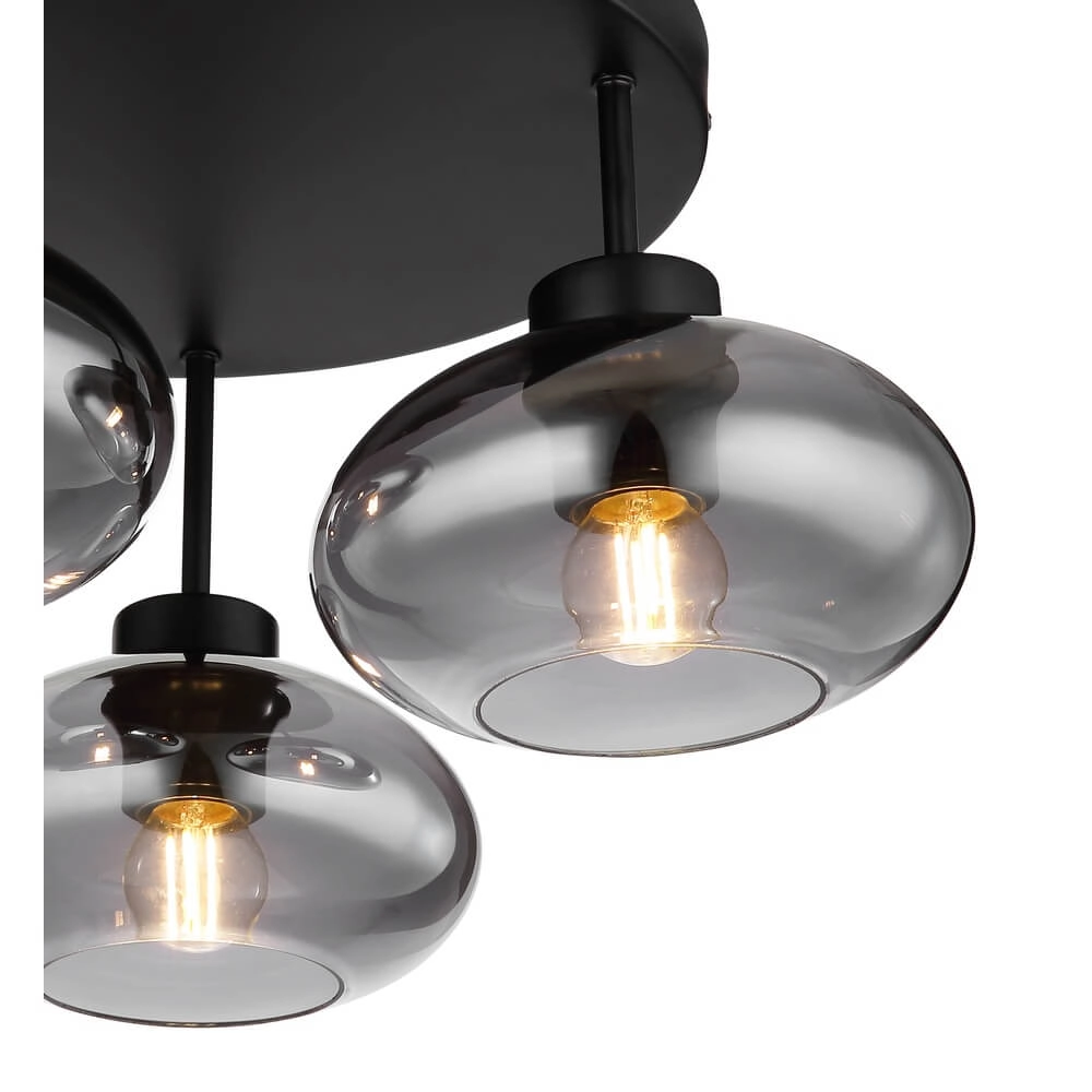 Black ceiling lamp Shaun 3-light Ø 40cm Globo 9007371439935
