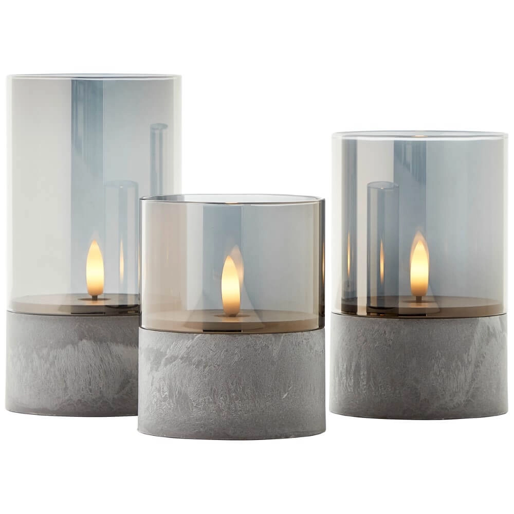 Set of 3 table lamps Bougie smoke glass Brilliant 4004353428326