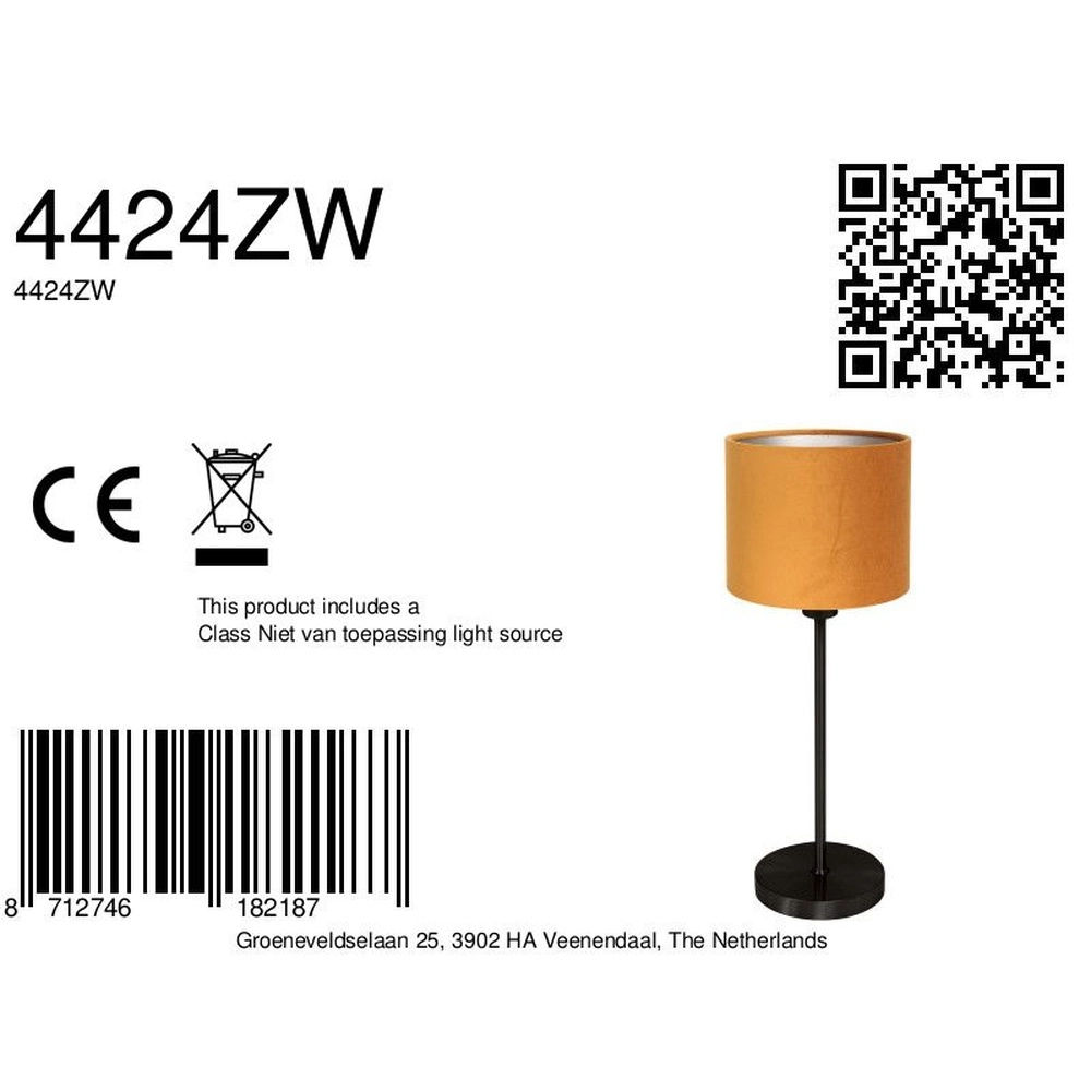 Black table lamp Noor with golden cap Steinhauer 8712746182187