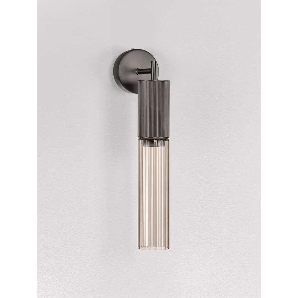 Design wall lamp Brielle anthracite with mocha glass Lyora 5212017495440