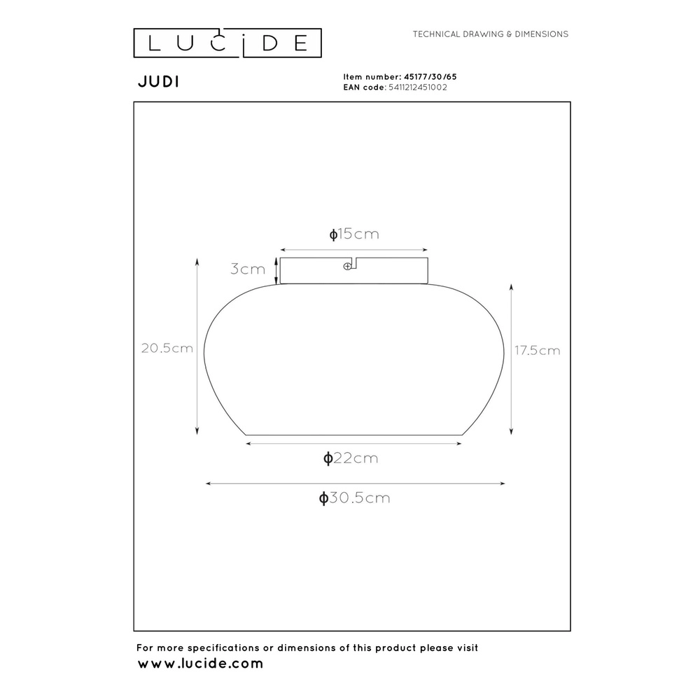 Ceiling lamp Judi black with smoke glass Lucide 5411212451002