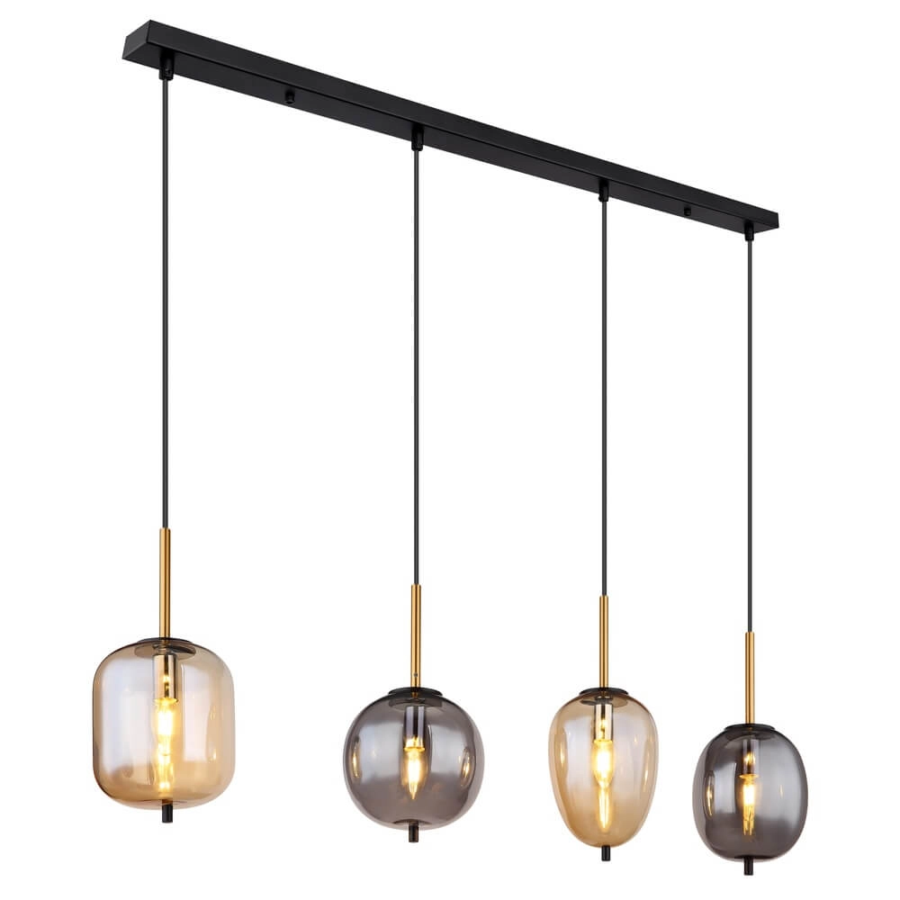 Pendant lamp Blacky Amber and smoke glass 4-lights