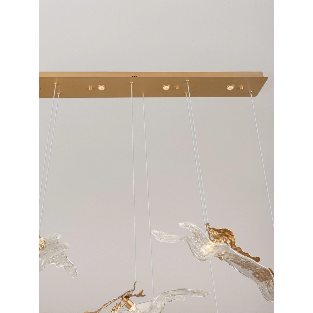 Golden pendant lamp Avesa with clear glass 128cm Lyora 5212063500426