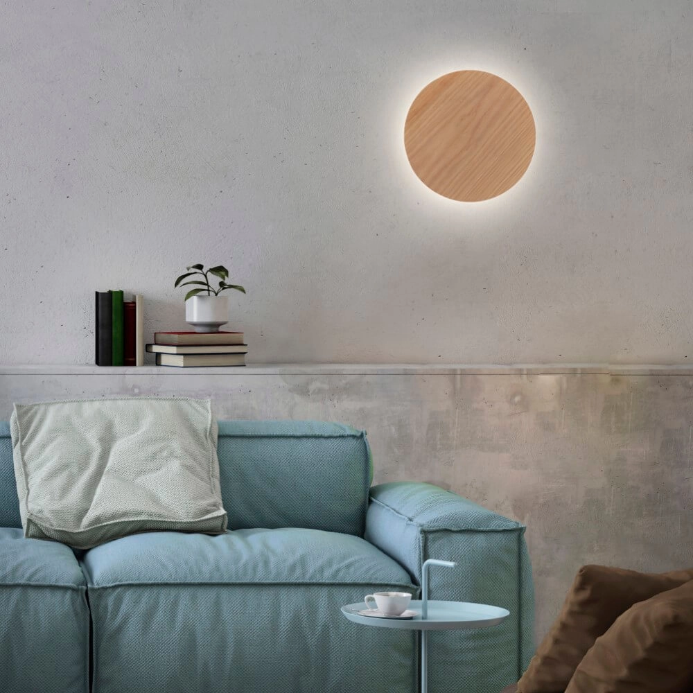 Design wall lamp Akku Puntua Ø 25cm wood Paul Neuhaus 4012248375792