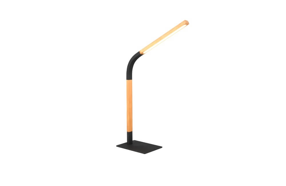 Flexible table lamp Norris black with wood Trio 4017807599992