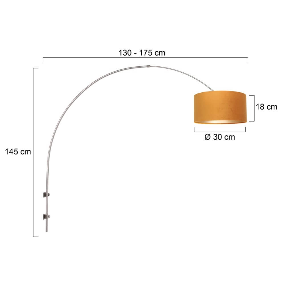 Wall arc lamp Sparkled Stainless steel with gold Steinhauer 8712746146172