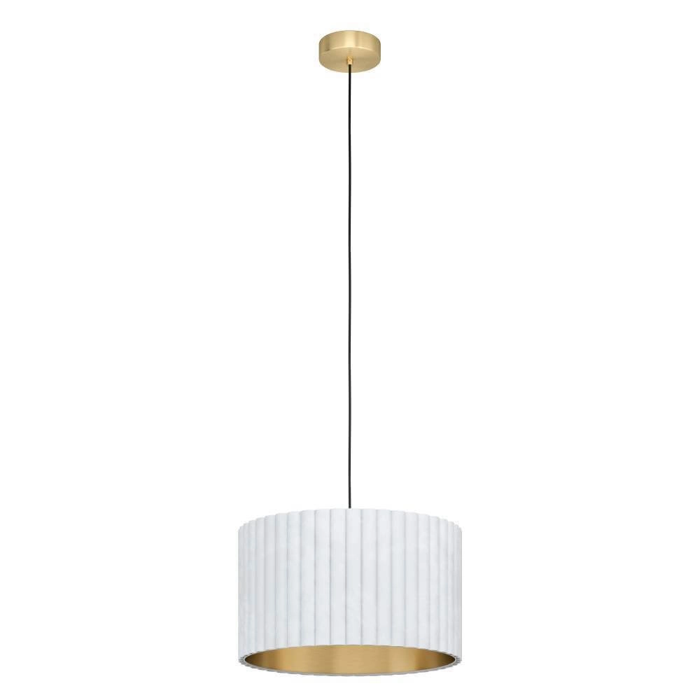 Hanging lamp with shade Tamaresco white with gold