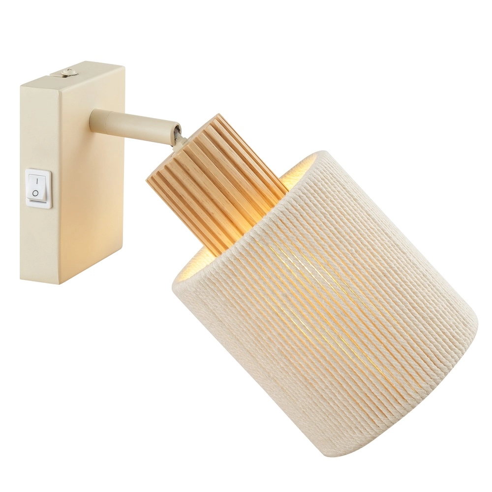 Wall light Arlo Sand brown with wood and switch Brilliant 4004353477034