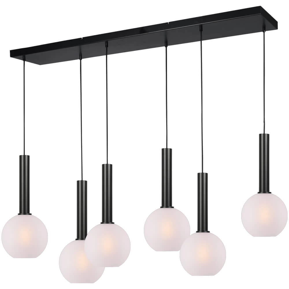 6-light hanging lamp Bella 2 with white glass