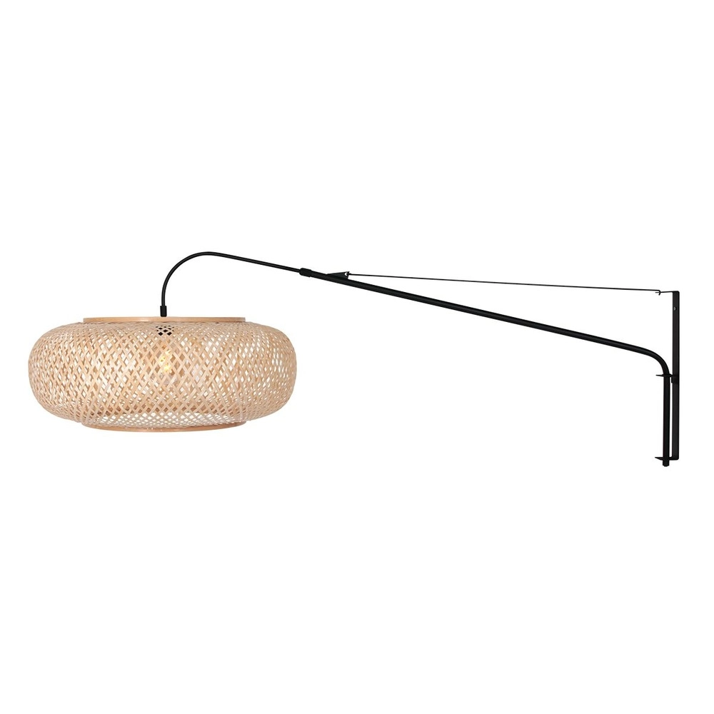 Wall lamp Elegant Classy black with rattan hood Steinhauer 8712746182439
