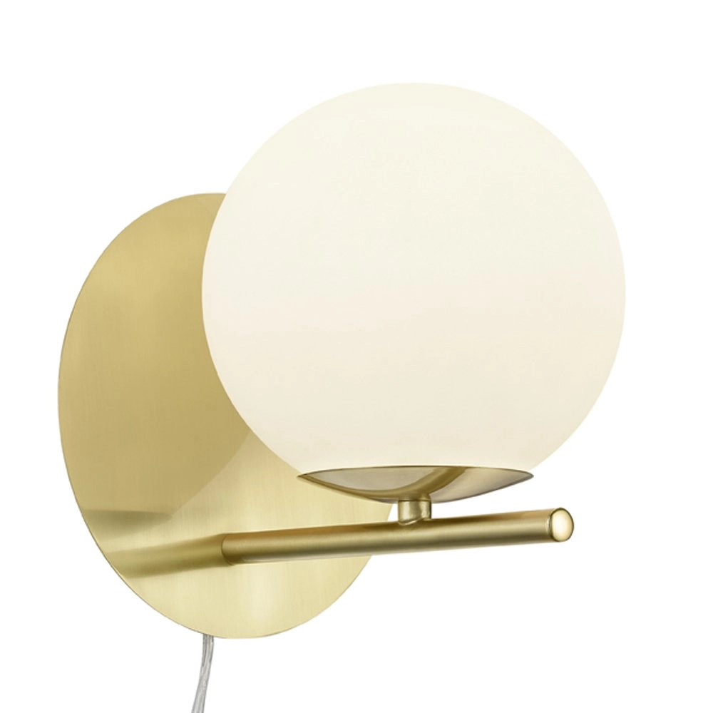 Wall lamp Pure gold with white glass