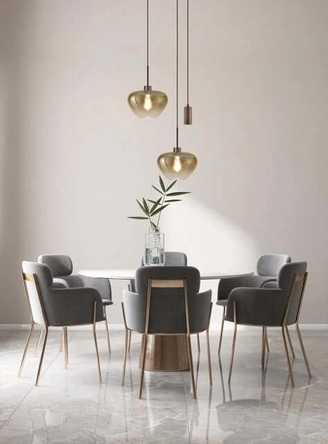 3-light pendant lamp Genua brown with 2x gold glass Ø 29cm and 1 pendant Masterlight 8718121357133