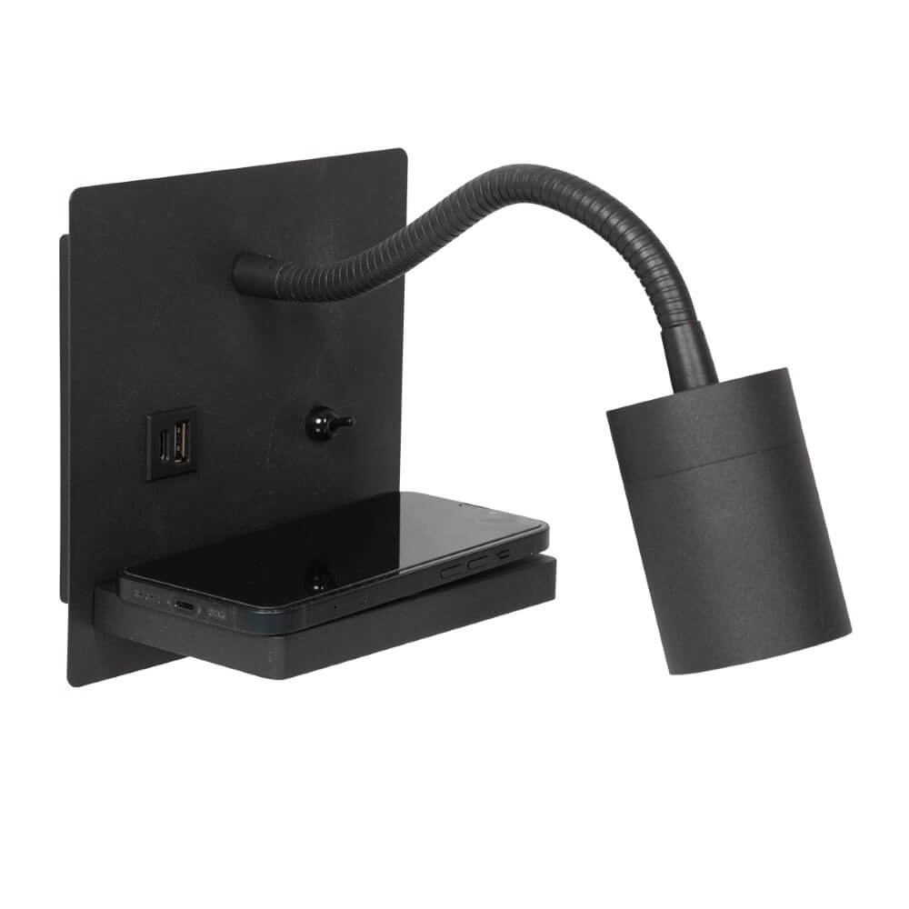 Bed lamp black Upround With charger and USB