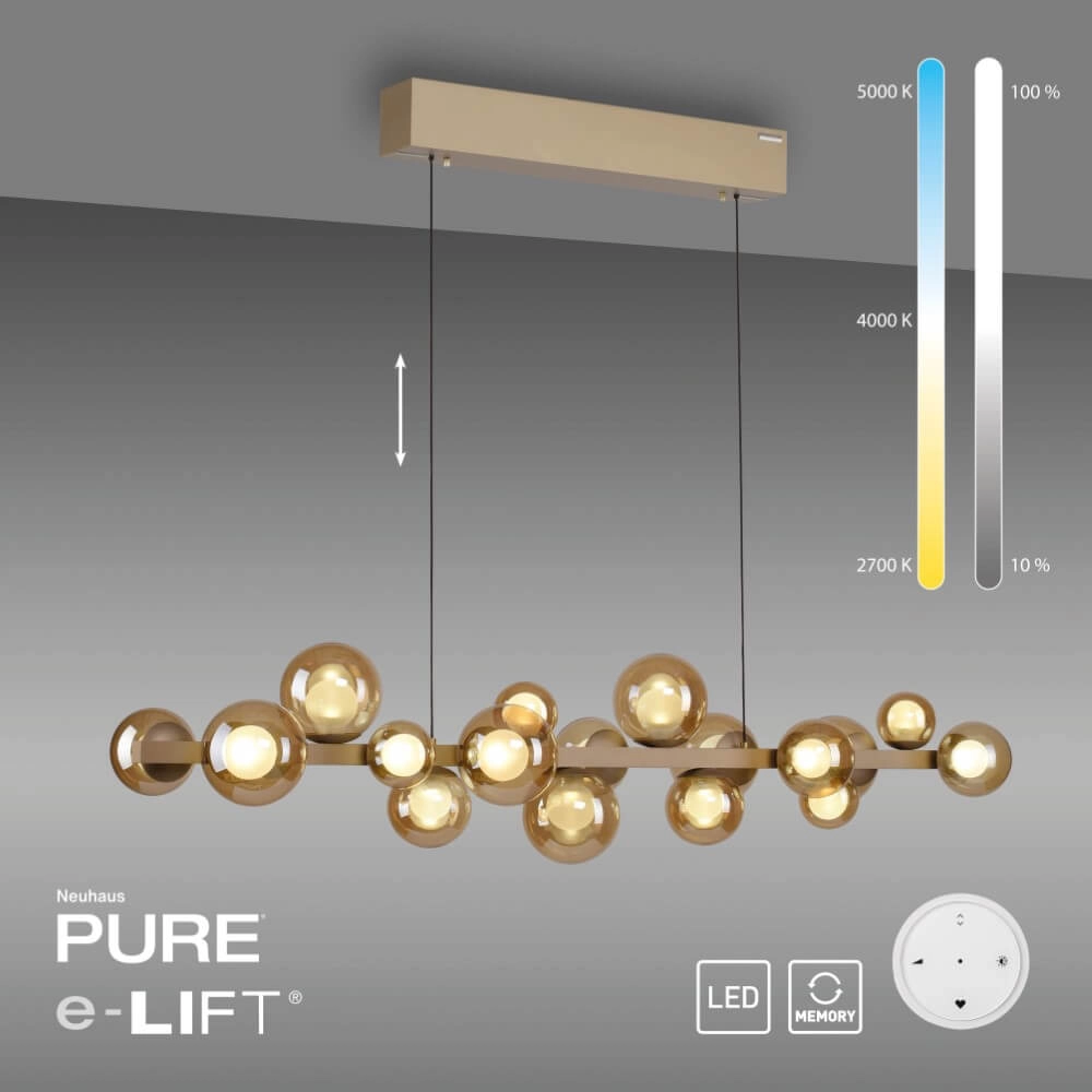 Unique hanging lamp Pure E-Popup 18-light bronze Paul Neuhaus 4012248384428