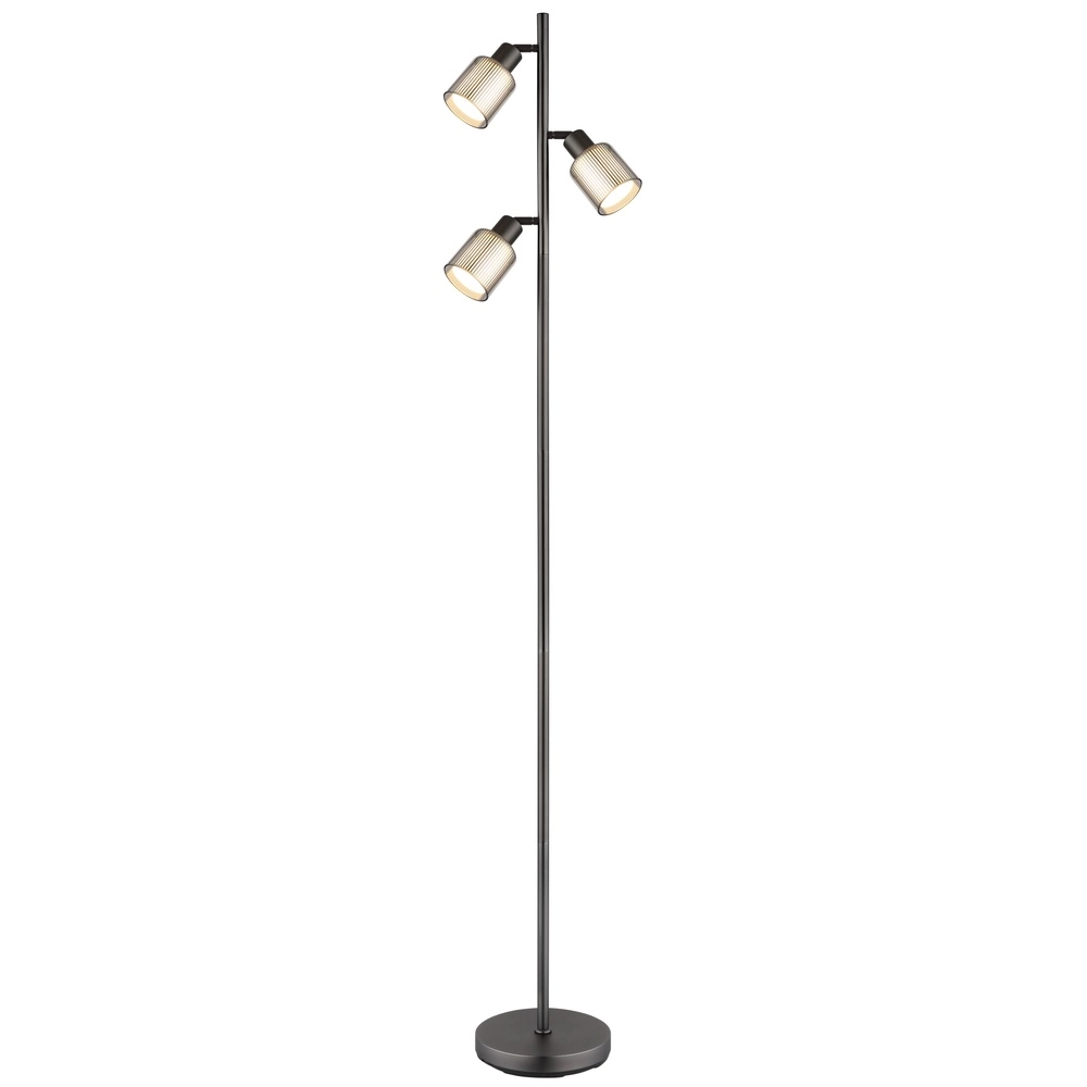 Design floor lamp Villegas 3-light gunmetal
