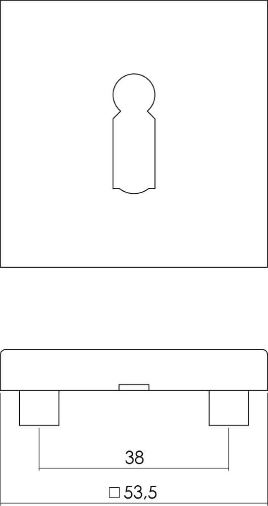 Square rosette Tira keyhole stainless steel Intersteel 8714186123546