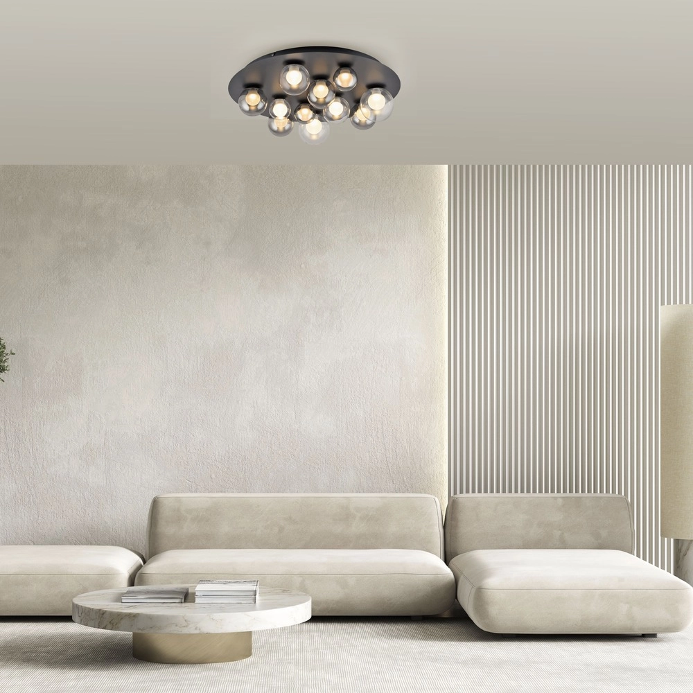 11-light ceiling lamp Pure Popup Mystic grey with smoke glass Paul Neuhaus 4012248397176