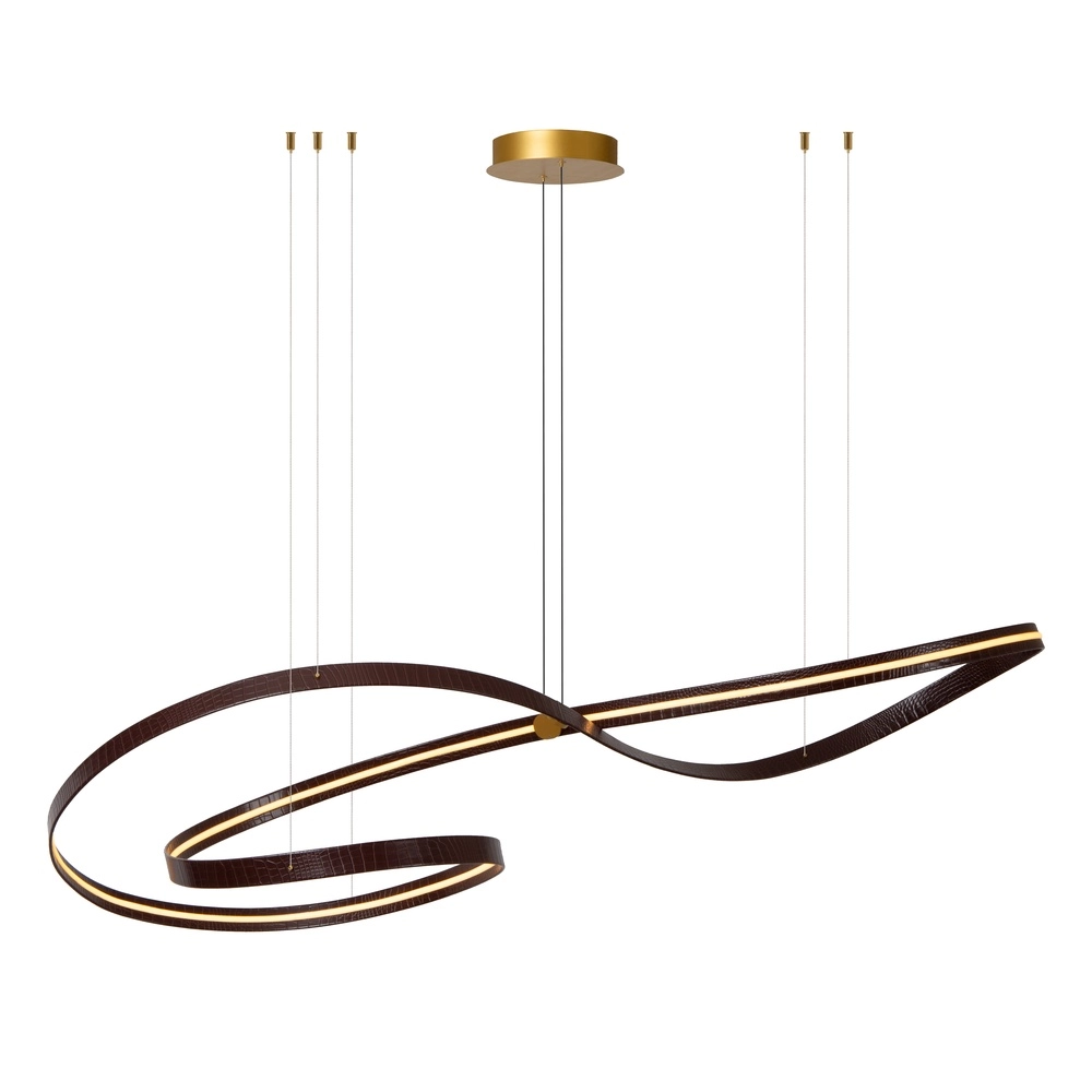 Modern led pendant light Slalom Coffee brown with effect Premium by Lucide 5411212135148