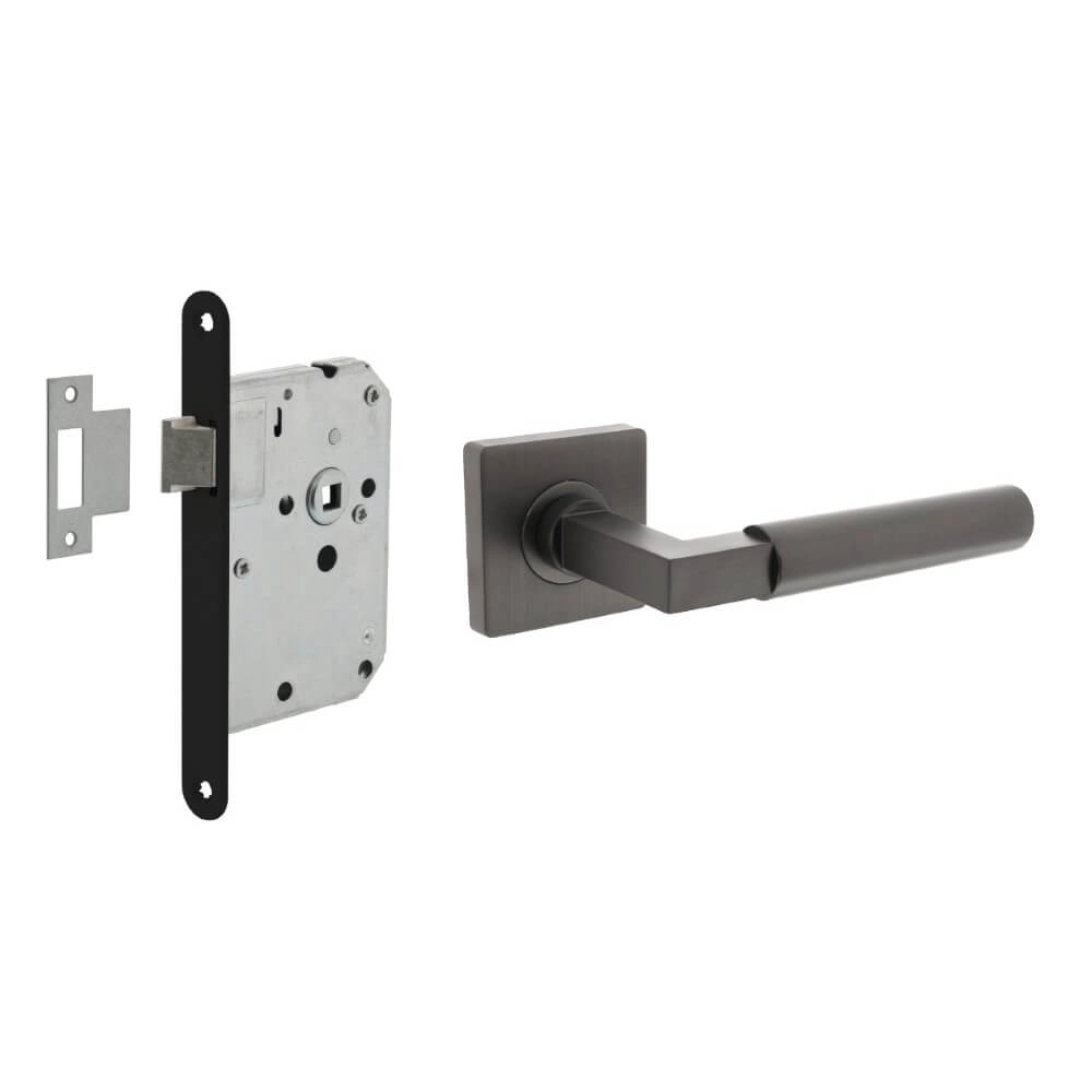 Complete door handle set Bau-Stil anthracite