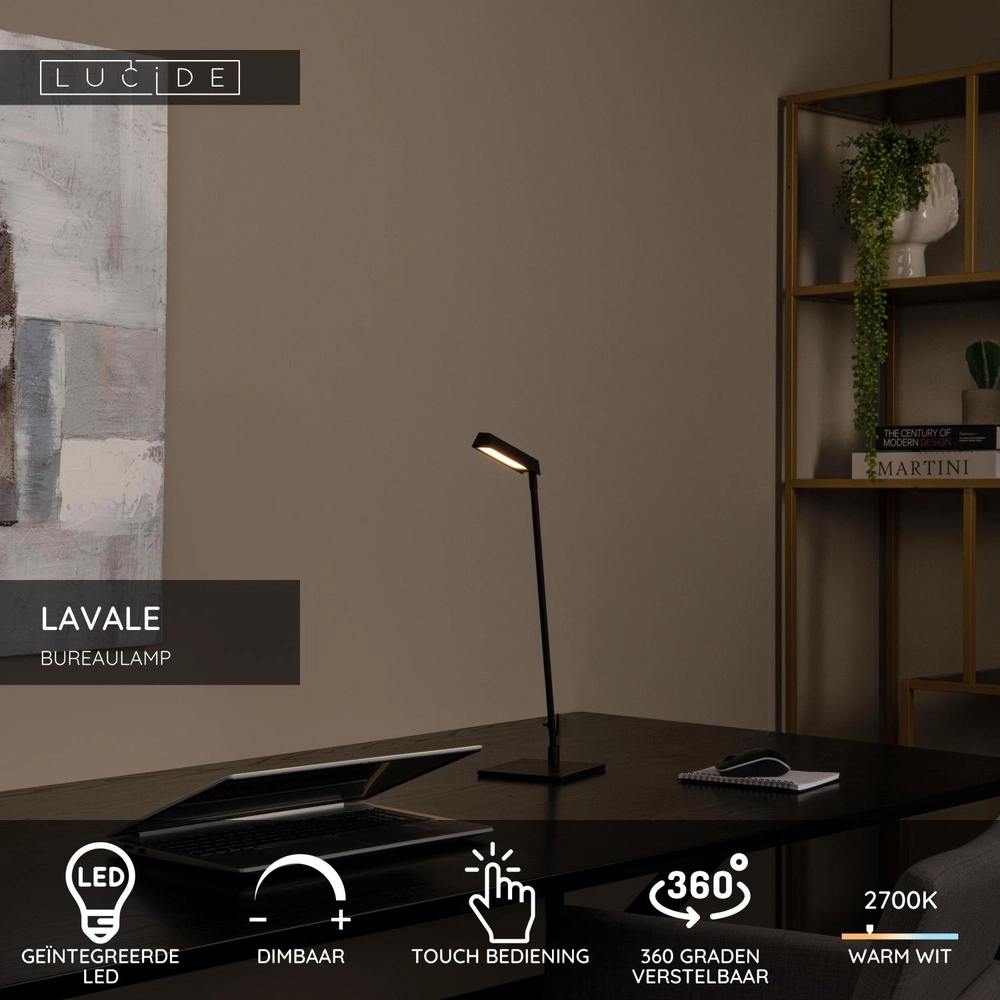 Design desk lamp Lavale Black Lucide 5411212441614