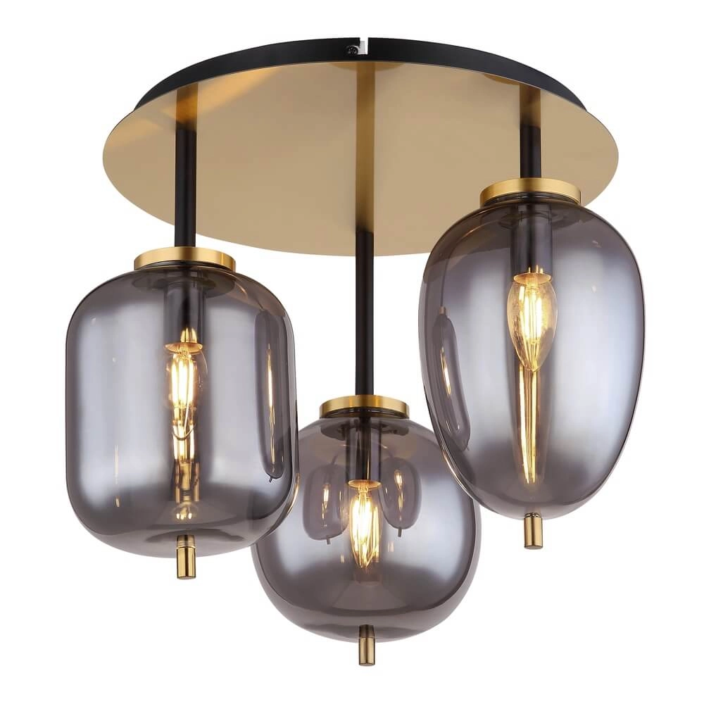 Golden ceiling lamp Blacky I 3-light