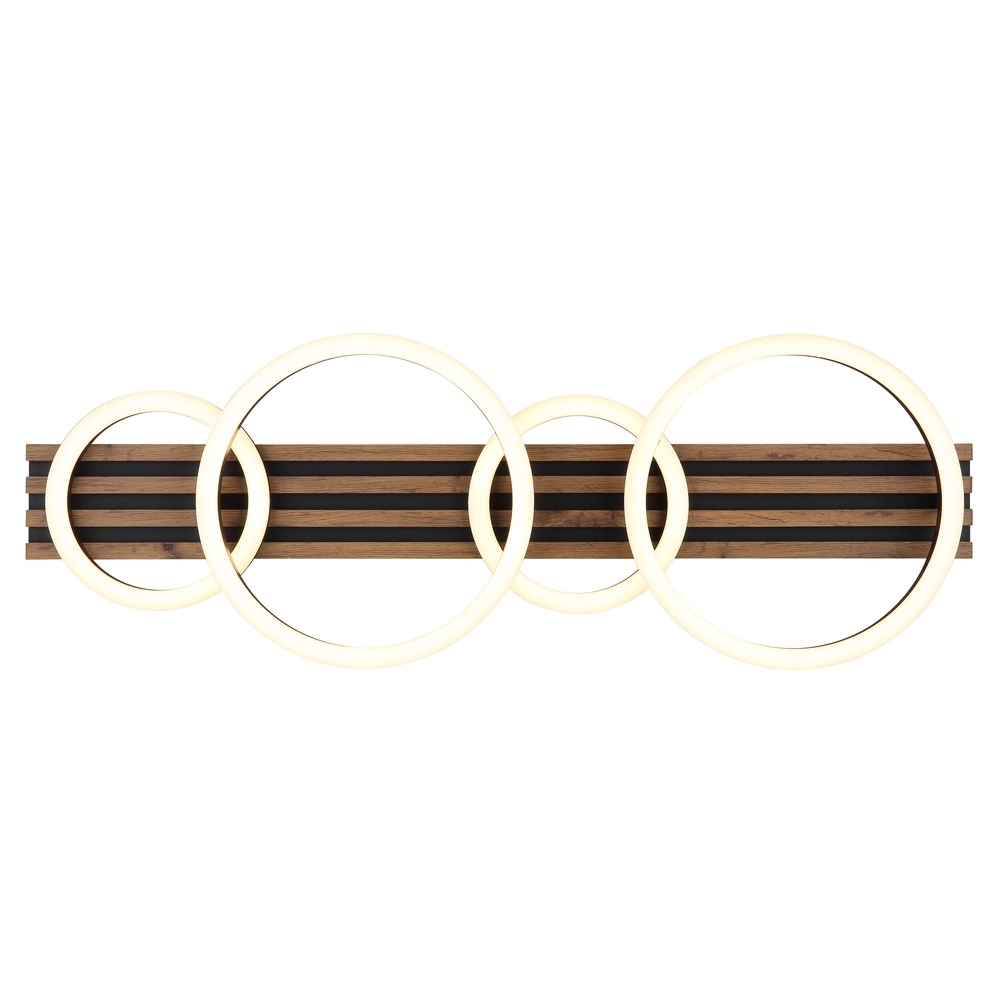 Ceiling lamp Tisha 4 rings black with wood Globo 9007371531578