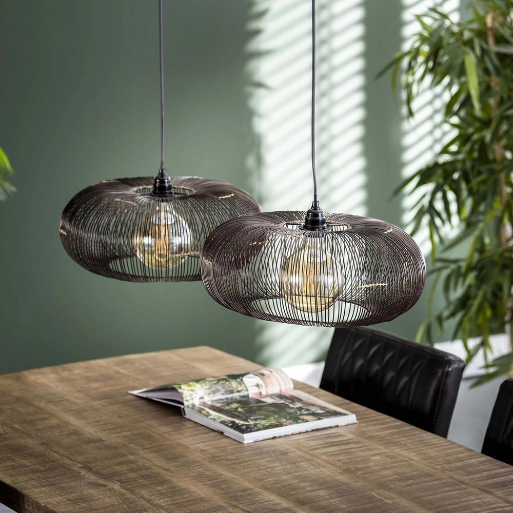 2-light pendant lamp Copper Ø 43cm - black nickel Lyora 8716803513259