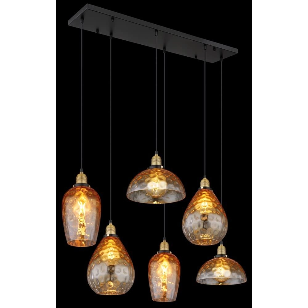 6-light pendant lamp Salvy Amber Glass Honeycomb Globo 9007371445608