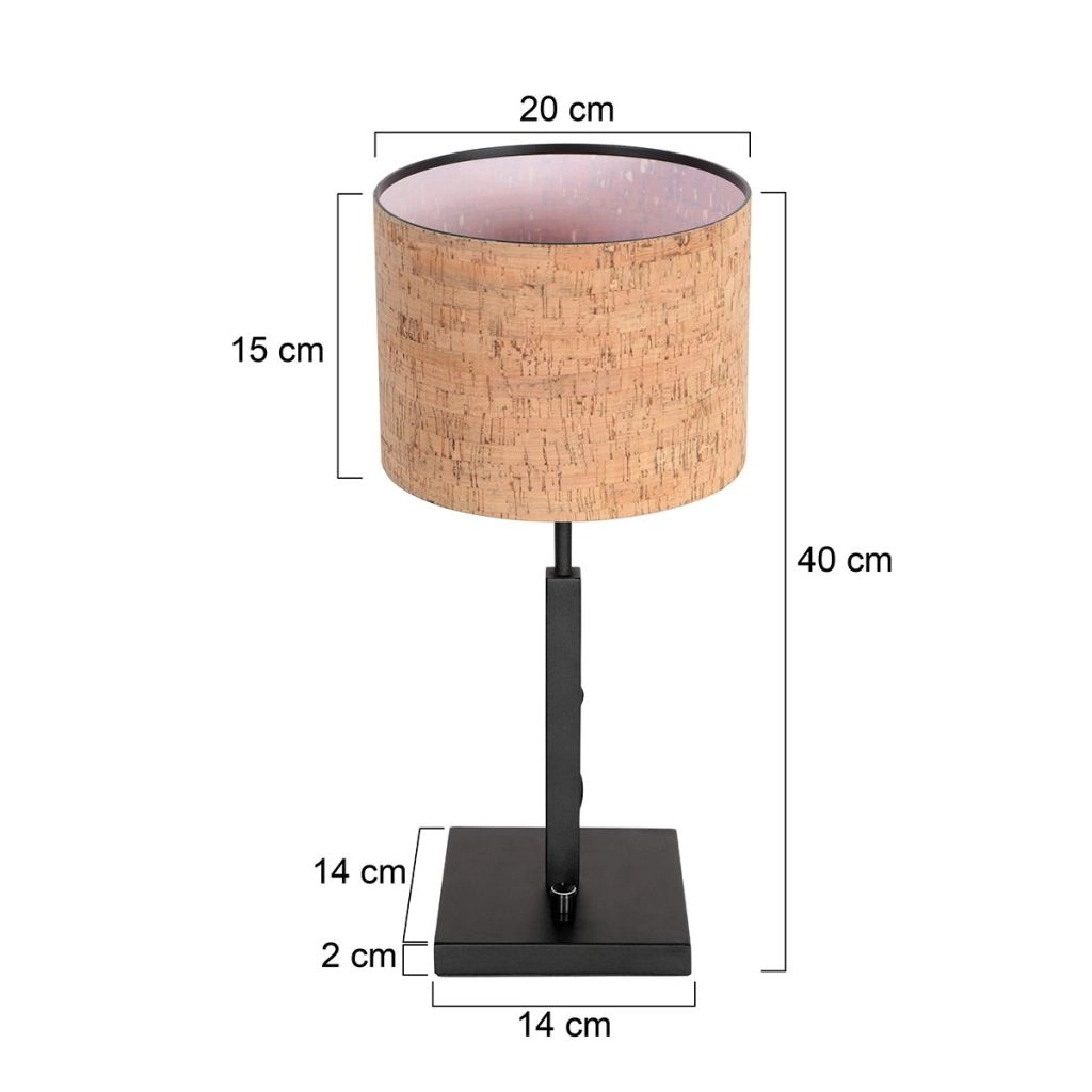 Black table lamp Stang with cork cap Ø20cm Steinhauer 8712746180541