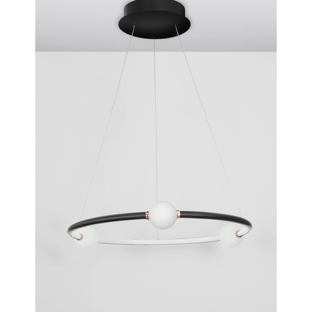 Pendant lamp Celia black with white round horizontal Lyora 5212017429339