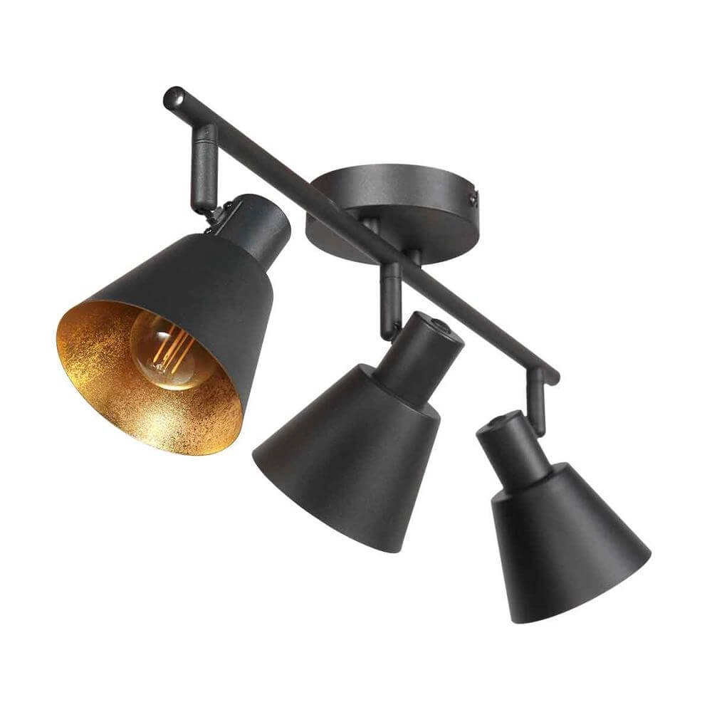 Ceiling lamp Oeroe black with gold 3-lights Steinhauer 8712746176346