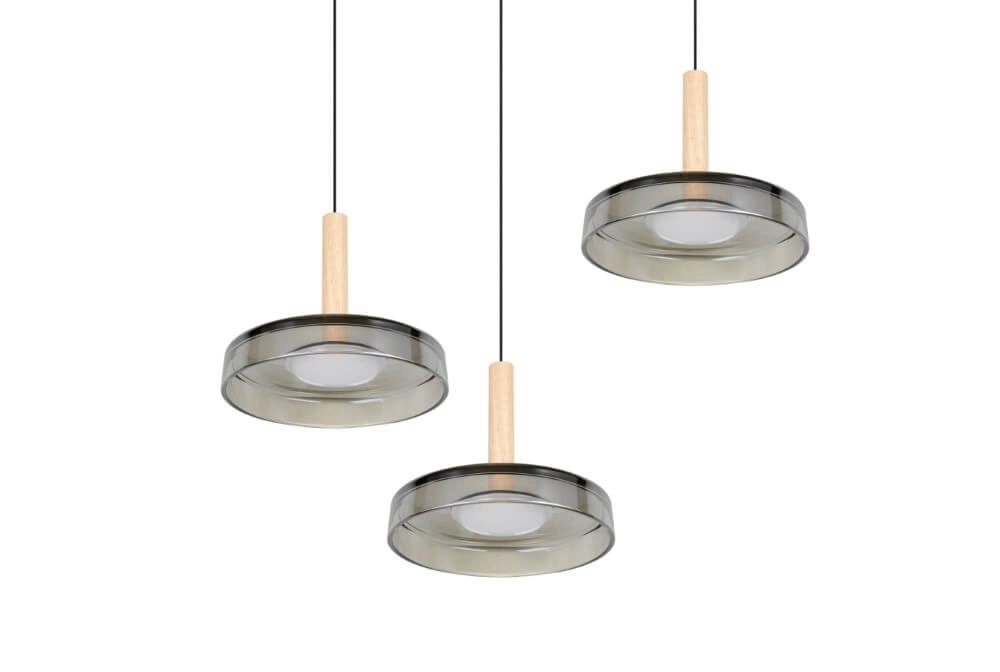 3-light LED pendant light Celeste smoke glass Trio 4017807616897