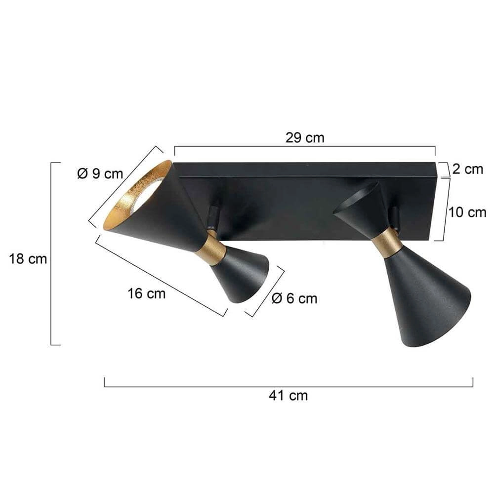 Design ceiling lamp Preto Black with Gold Double Steinhauer 8712746176292