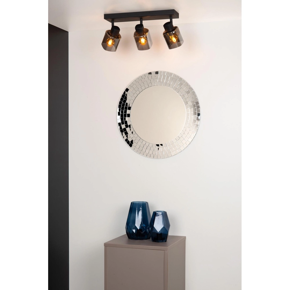 Ceiling lamp Alion 3-light black with smoke glass Lucide 5411212177001