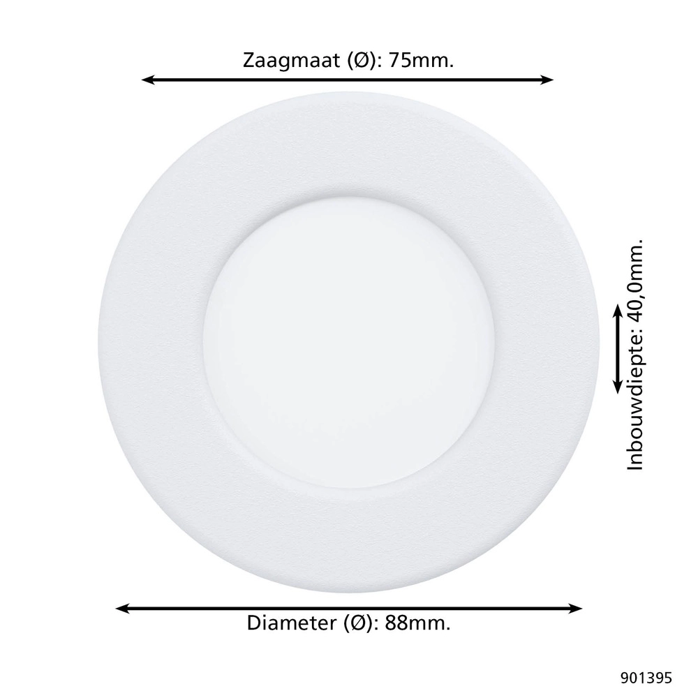 Recessed spotlight Fueva 6 round - white - Ø 8,8cm Eglo 9008606330751