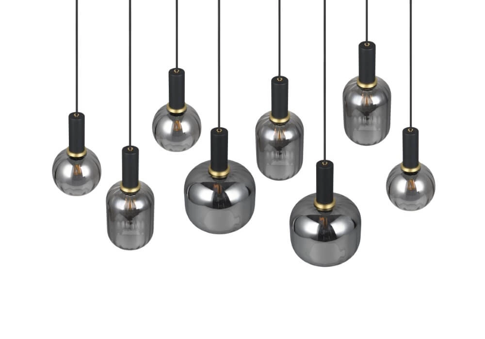 Dining room pendant lamp Diva 8-light - smoke glass Trio 4017807614589
